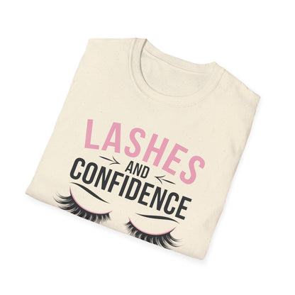 Empowering Lashes & Confidence Only T-Shirt | Chic Beauty Lover Tee Gift for Lash Techs & Women
