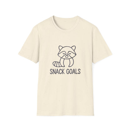 Awesome 'Snack Goals' Raccoon T-Shirt - Unique Braided Graphic Tee for Foodies & Animal Lovers
