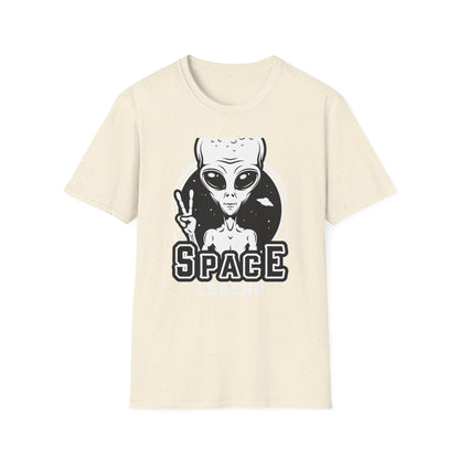 Awesome Peace Sign Alien T-Shirt | Retro Sci-Fi Space Lover UFO Graphic Tee | Unique Extraterrestrial Design