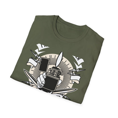 Firestarter Sweet Disaster T-Shirt - Iconic Lighter Flame Graphic Tee for Rebels & Music Lovers