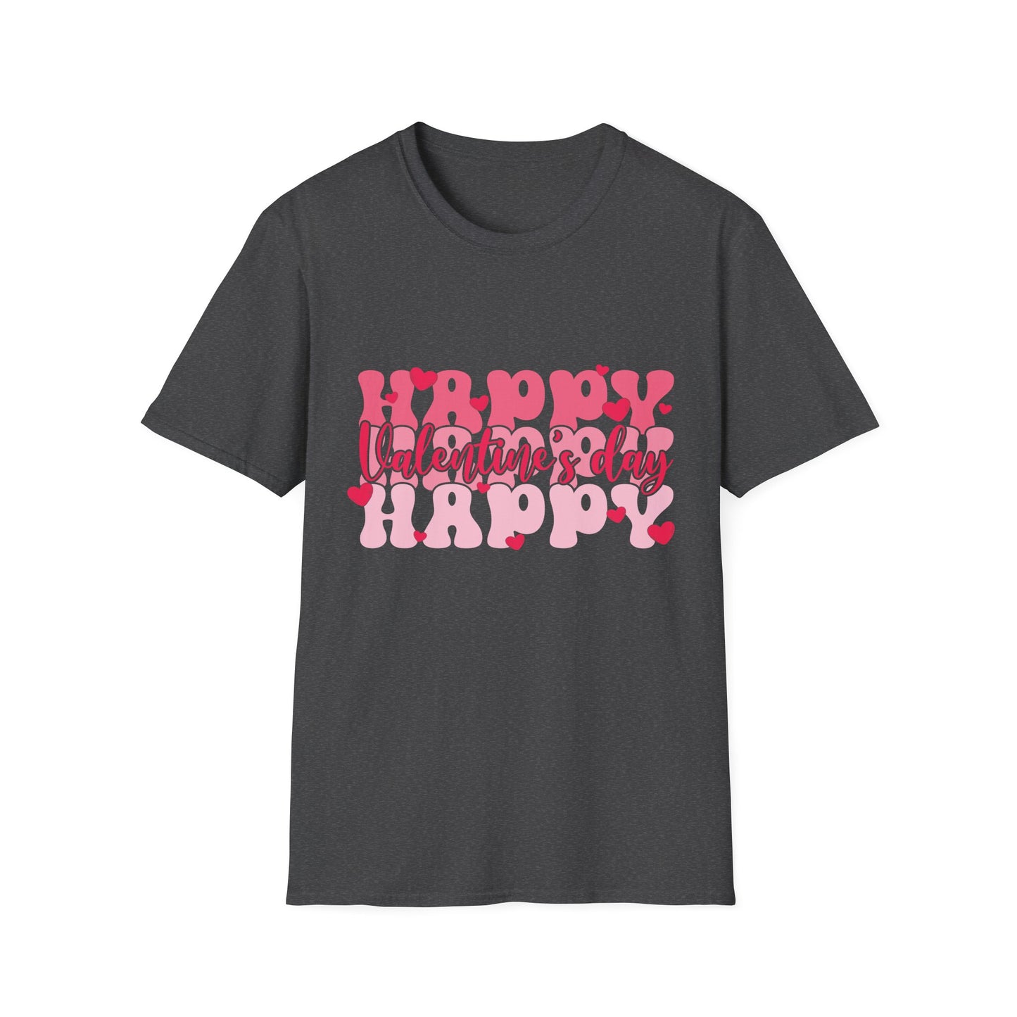Groovy Happy Valentine's Day T-Shirt | Retro Pink Hearts Love Tee | Cute Festive Cupid Shirt for Women & Men