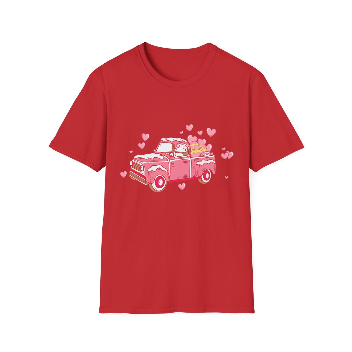 Adorable Pink Vintage Pickup Truck T-Shirt - Sweet Valentine's Day Hearts & Gifts Tee for Her | Charming Love Design
