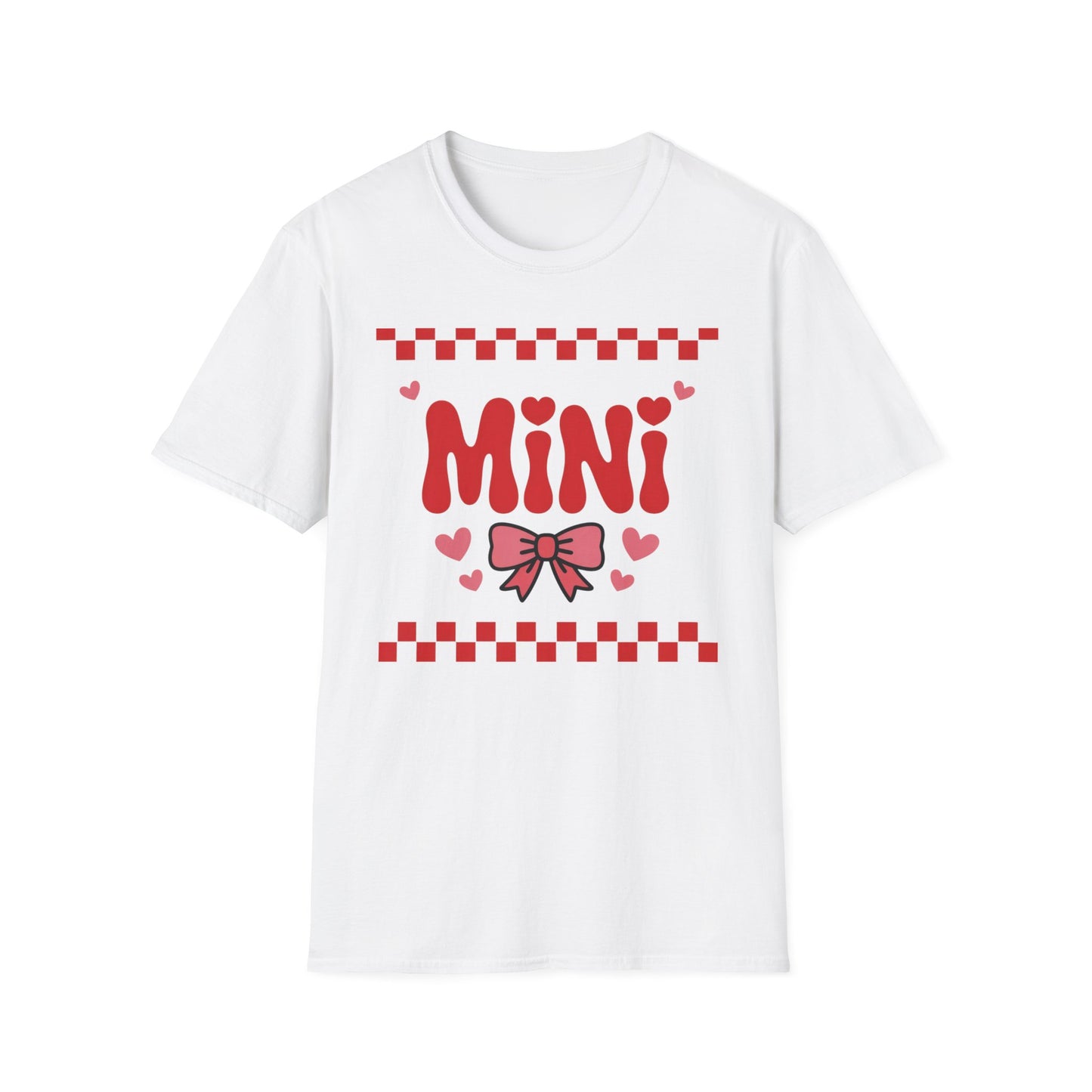 Adorable "MINI" Hearts & Bow T-Shirt | Trendy Checkered Design for Cute Girls & Sweethearts | Perfect Gift Tee