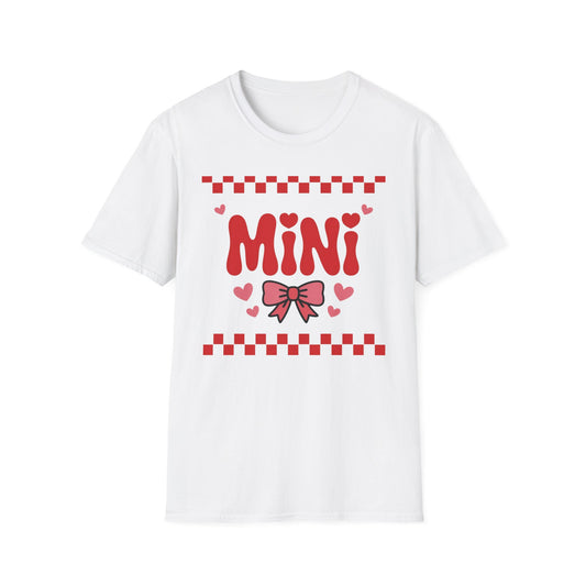 Adorable "MINI" Hearts & Bow T-Shirt | Trendy Checkered Design for Cute Girls & Sweethearts | Perfect Gift Tee