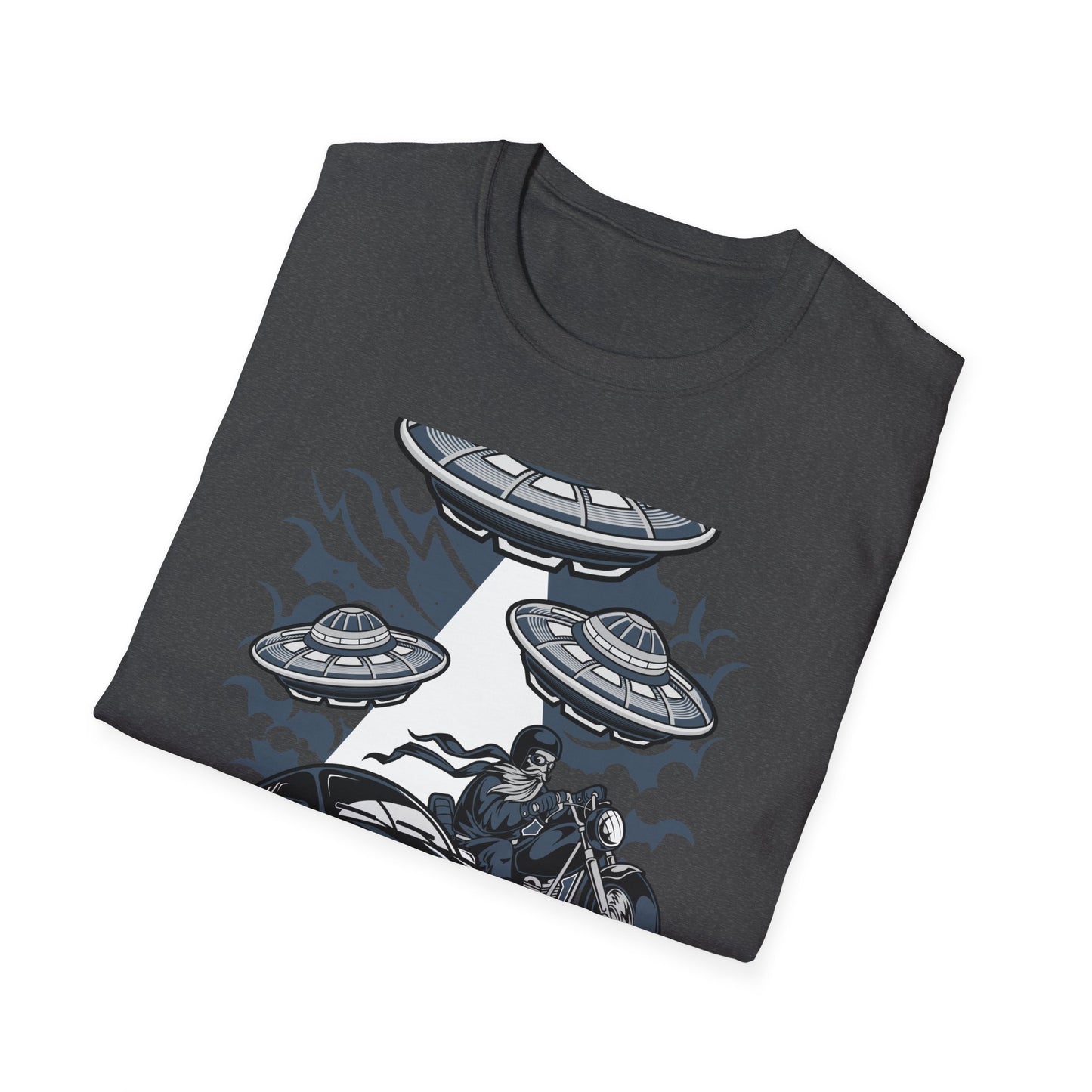 Epic Alien Invasion Biker VW Beetle T-Shirt | Unique Sci-Fi Chopper Car Lover Gift Tee