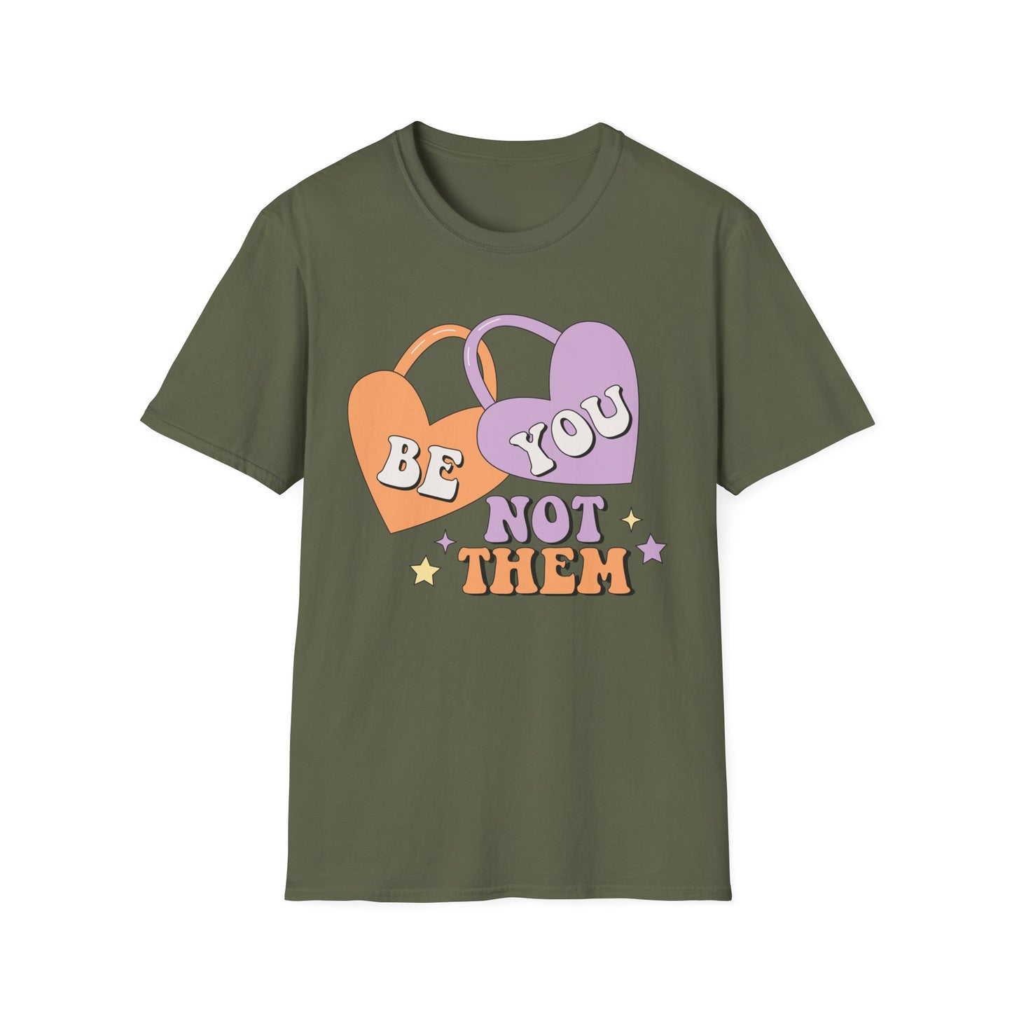 Inspiring 'Be You Not Them' T-Shirt | Retro Heart Self-Love Tee for Women & Teens | Empowering Groovy Style