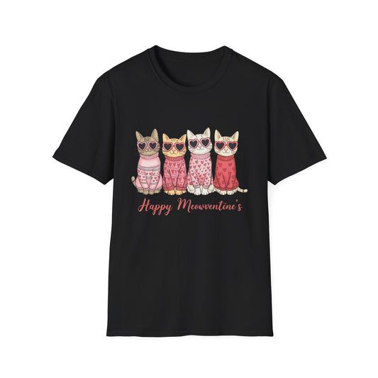 Purrfect Happy Meowwventine's T-Shirt | Adorable Cats with Heart Sunglasses | Unique Valentine's Day Gift for Cat Lovers