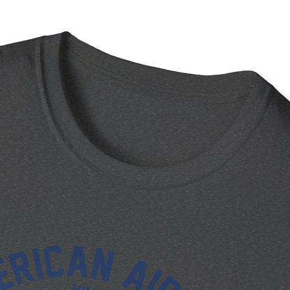 Vintage Skeleton Pilot Biplane T-Shirt - American Airways Fly Away Retro Aviation & Thrilling Thumbs Up Tee