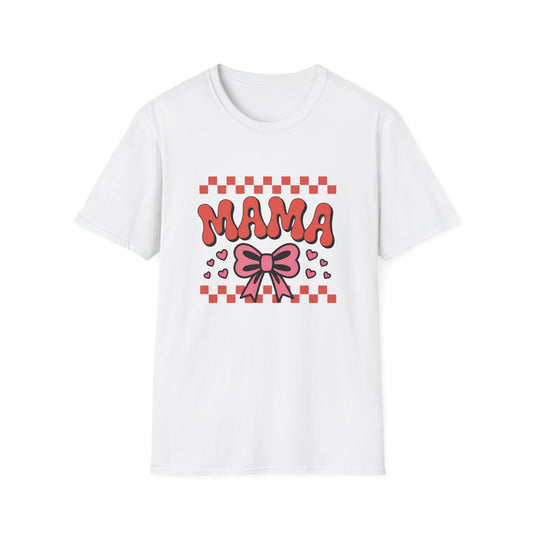 Groovy Mama T-Shirt | Adorable Pink Bow Hearts & Checkerboard | Perfect Mother's Day Gift for Trendy Moms