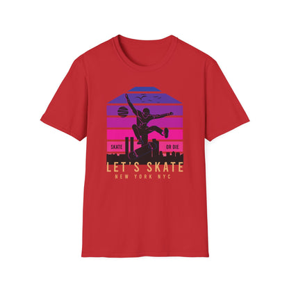 Epic Retro NYC Skater T-Shirt | Vibrant “Skate or Die” Urban Streetwear Tee for Skateboarders & Style Lovers