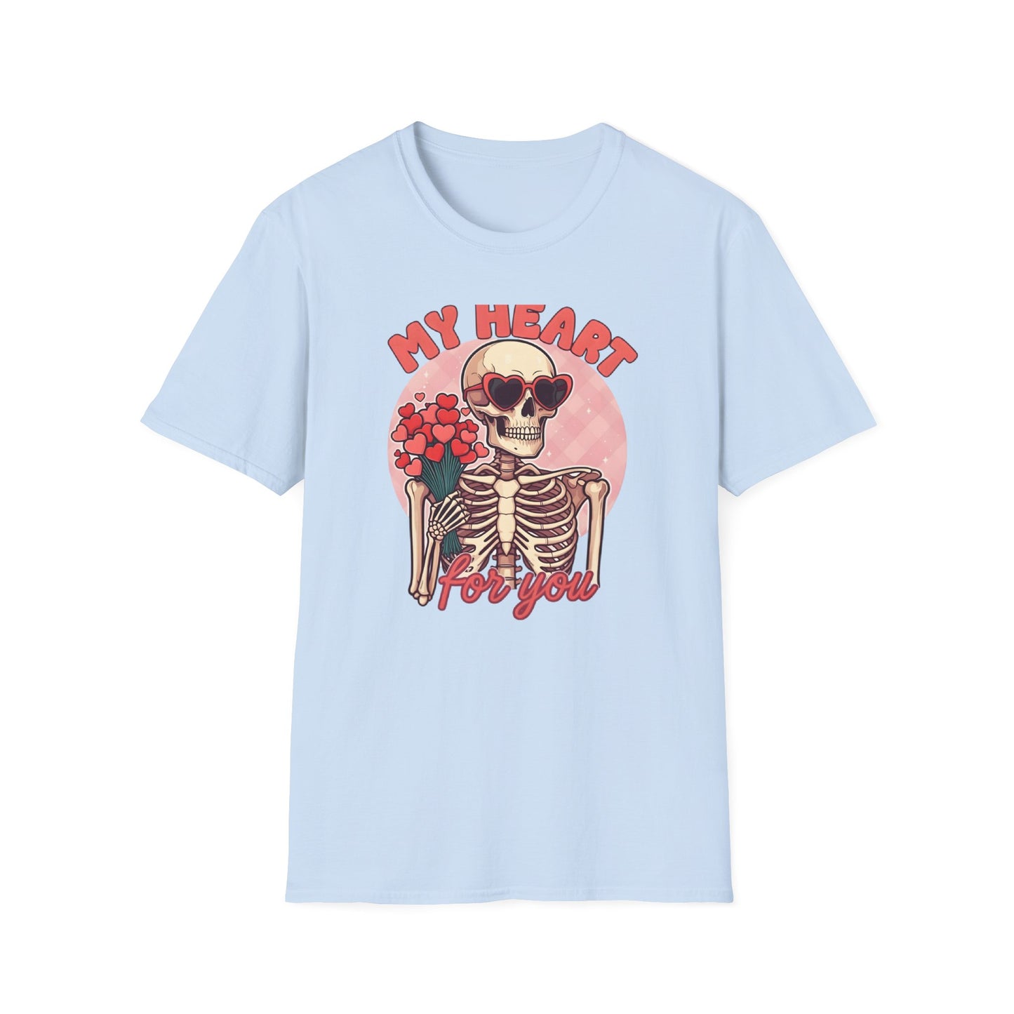 Adorably Spooky 'My Heart For You' Skeleton T-Shirt - Unique Valentine's Day & Romantic Gift Apparel for Couples