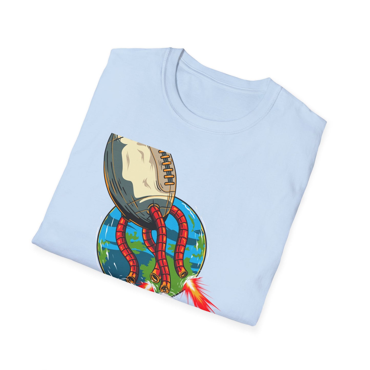 Epic Football Rocket Launch T-Shirt - Dynamic Sports & Sci-Fi Fan Apparel