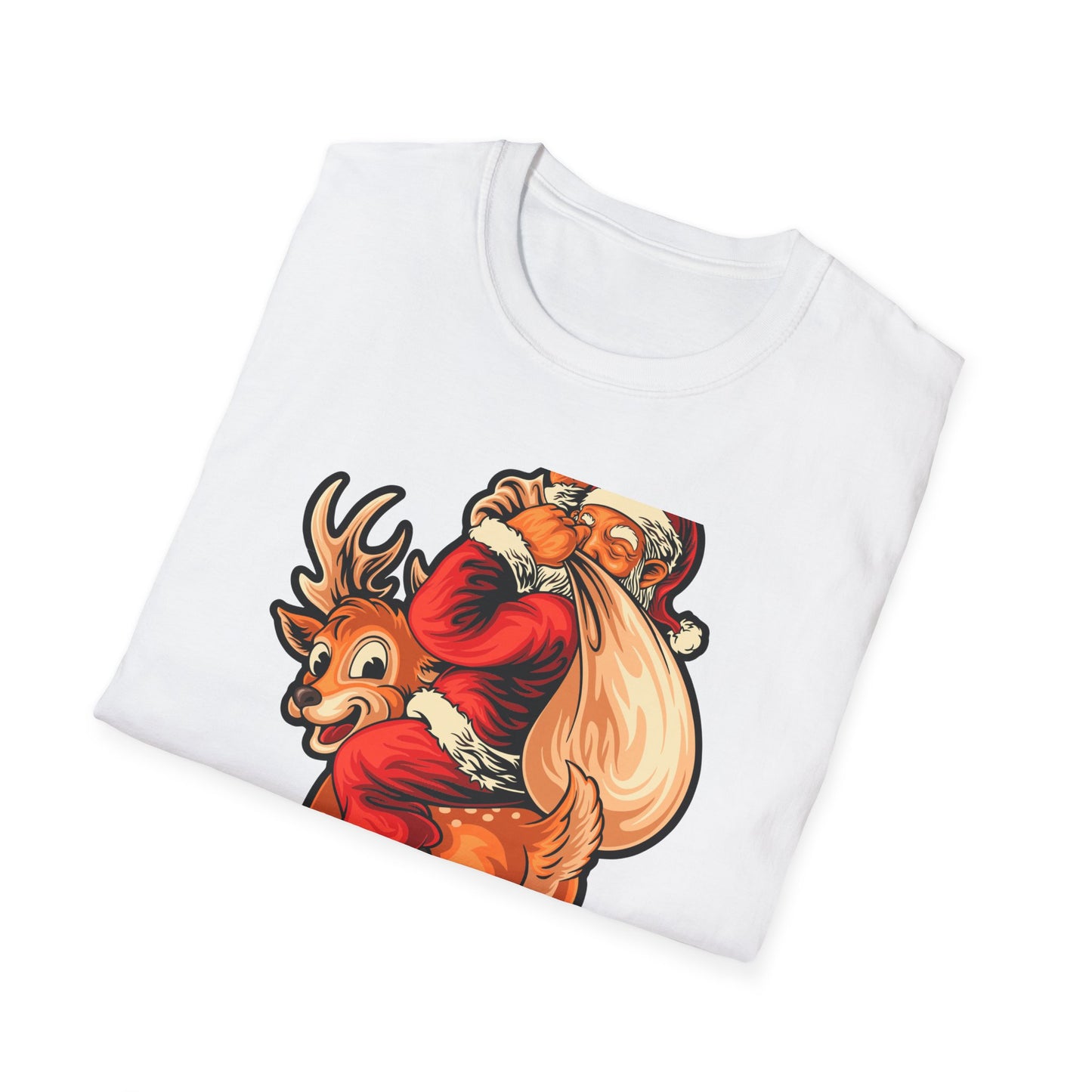Epic Santa Riding Reindeer T-Shirt - Funny Christmas Piggyback Holiday Tee | Joyful Festive Apparel