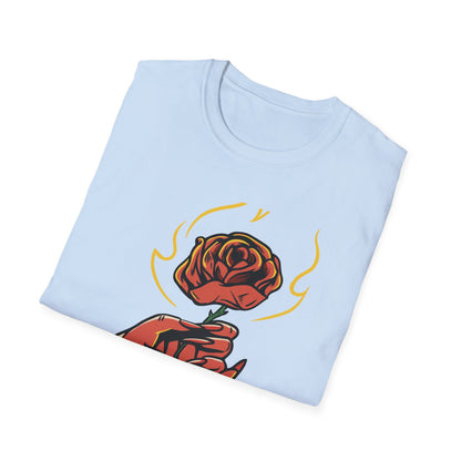 Fiery Rose from Hell T-Shirt - Iconic Dark Romantic Gothic Tee with Inferno Hand & 'FROM HELL FOR YOU' | Edgy Style
