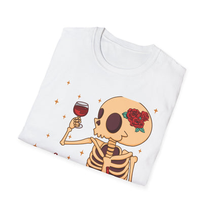 Funny 'Wine is My Valentine' Skeleton T-Shirt | Hilarious Anti-Valentine's Wine Lover Tee Gift