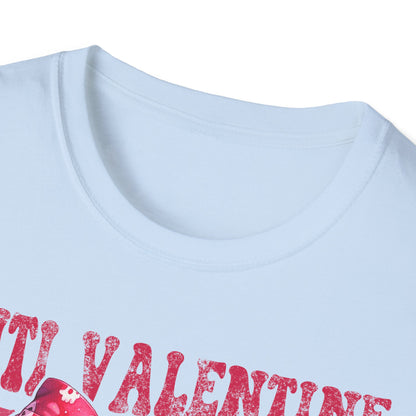Sassy Anti Valentine's Club T-Shirt: Edgy Pink Skull Bow Tee | Unique Valentine's Day Rejection & Goth Aesthetic Statement Top