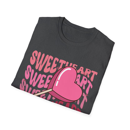 Charming Sweetheart Heart Lollipop T-Shirt - Groovy Retro Valentine's Day Gift for Her!