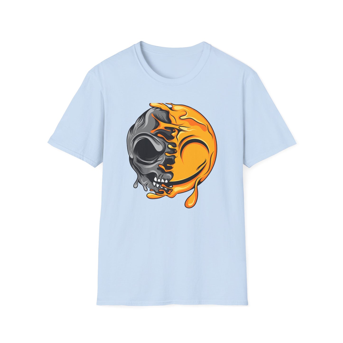 Vibrant Melting Skull & Sun T-Shirt | Psychedelic Dripping Skull Art Tee | Edgy Streetwear Graphic Tee