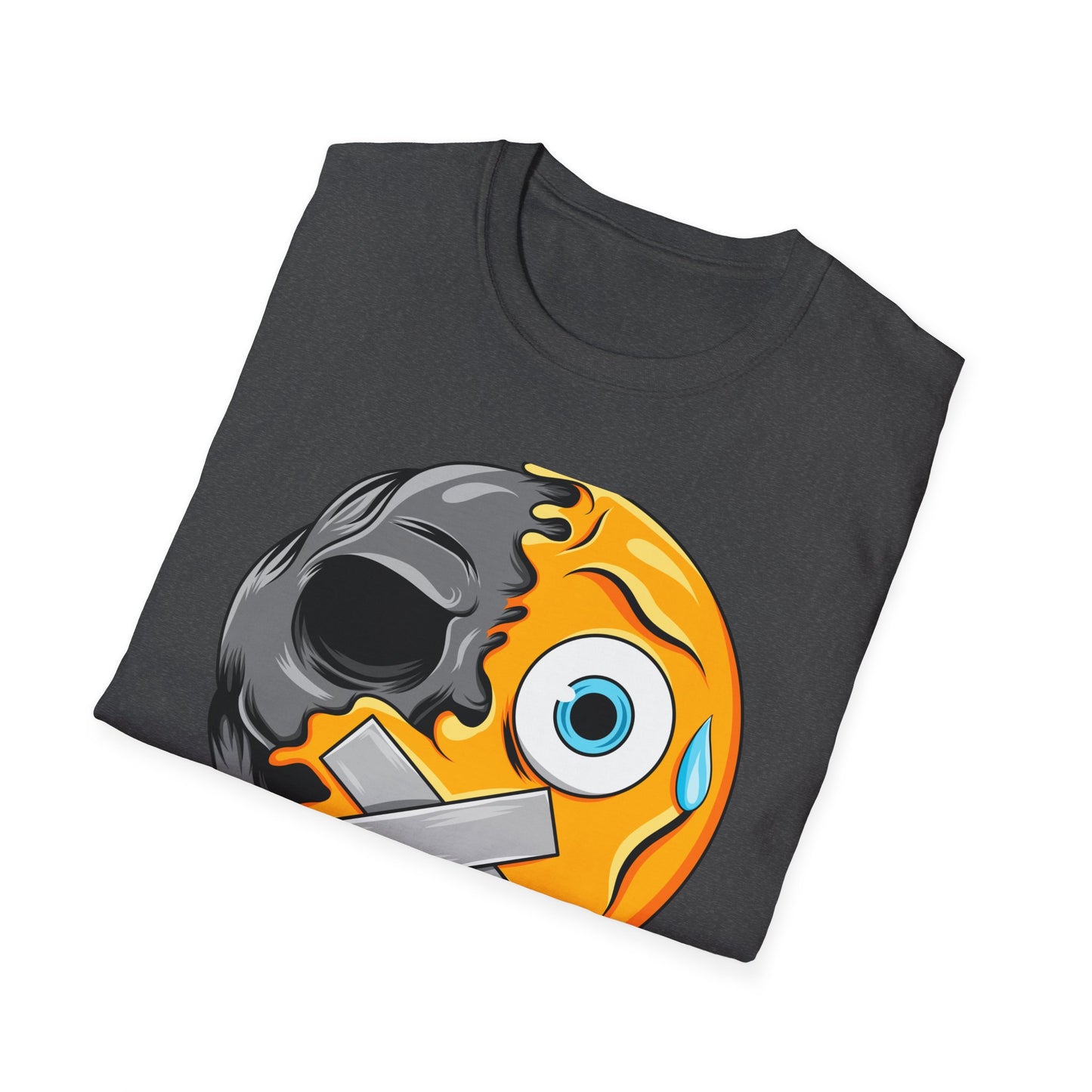 Edgy Melting Skull Emoji T-Shirt | Unique Duct Tape Silent Scream Tee | Bold Expression Wear | Trendy Grunge Aesthetic