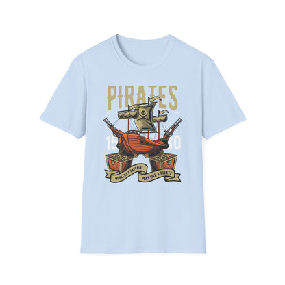 Bold Pirate Ship & Treasure T-Shirt | Work Like A Captain Play Like A Pirate Tee | Epic Adventure Lover Gift