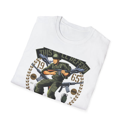 Epic American Soldier "This We'll Defend" T-Shirt | Vintage 1965 Military Veteran Patriot USA Tee