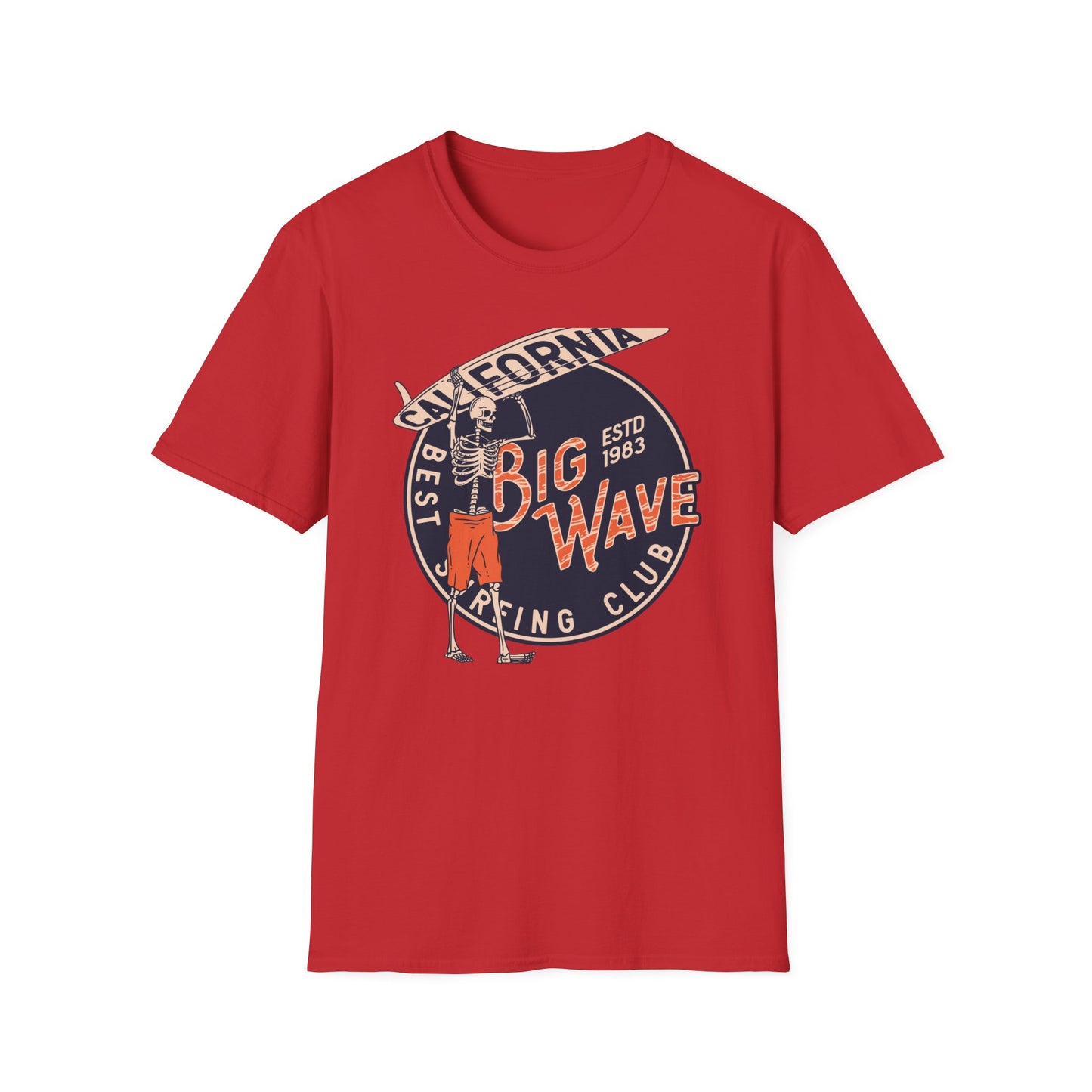Epic California Big Wave Surfing Club T-Shirt - Vintage Skeleton Surfer Tee for Beach Lovers & Retro Style Fans