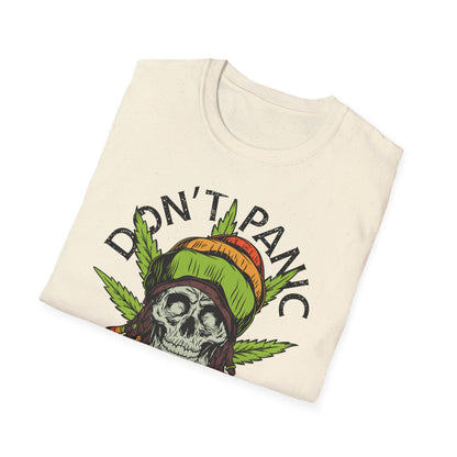 Don't Panic It's Organic Rasta Skull T-Shirt - Chill Cannabis Reggae Tee | Unique Stoner Gift for Him/Her