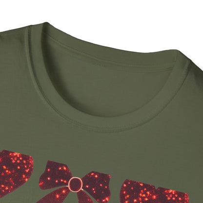 Dazzling Sparkle Hearts & Bows T-Shirt | Chic Glitter Love Tee for Women | Radiant Valentine's Day Gift