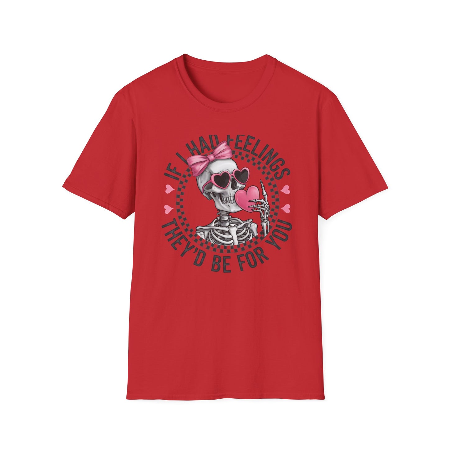Sarcastic Skeleton Love T-Shirt | Edgy Pink Heart Sunglasses & Bow Graphic Tee | Funny Valentine's Day Gift for Her