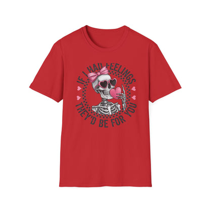 Sarcastic Skeleton Love T-Shirt | Edgy Pink Heart Sunglasses & Bow Graphic Tee | Funny Valentine's Day Gift for Her