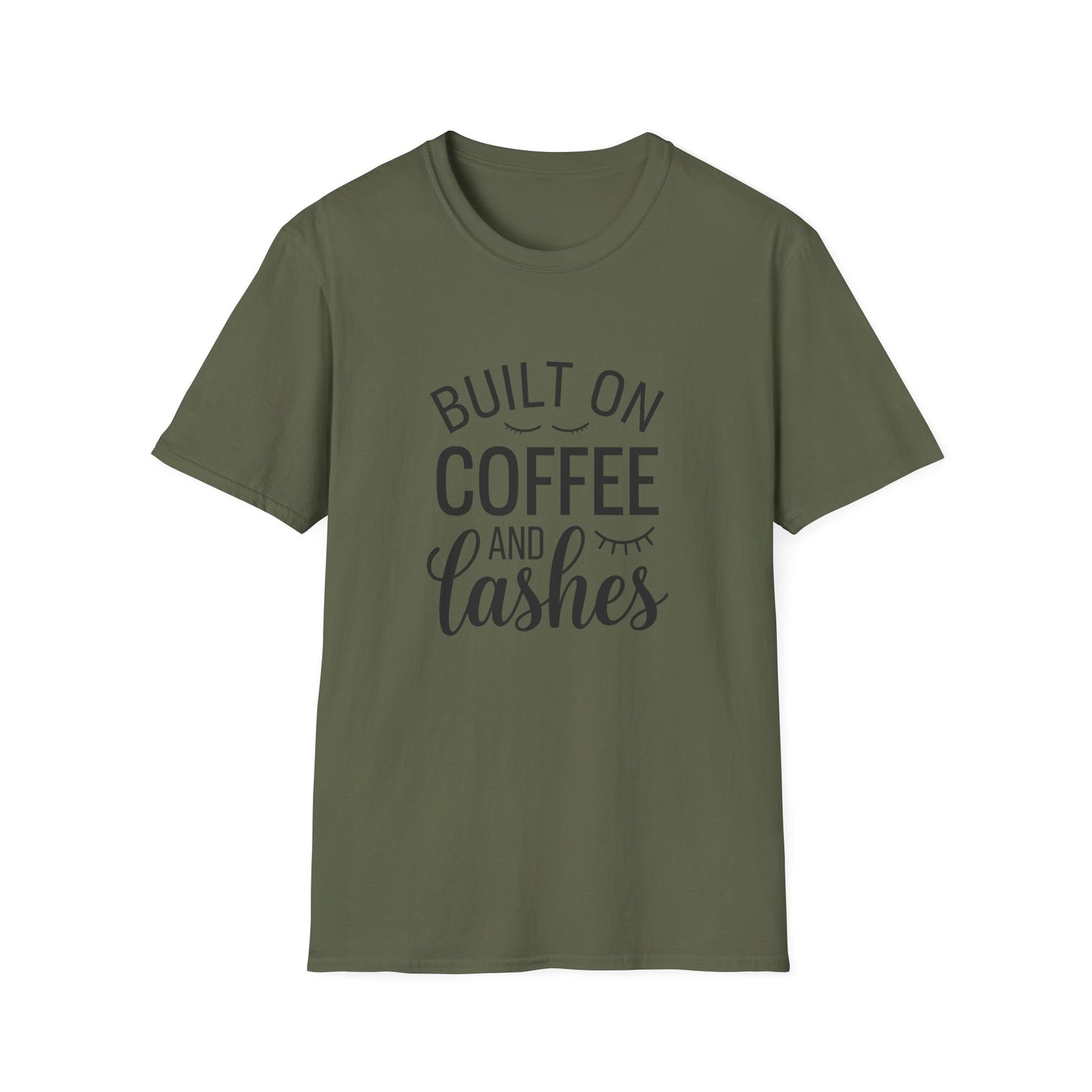 Fabulous 'Built on Coffee & Lashes' Women's T-Shirt - Chic Beauty & Caffeine Lover Tee Gift