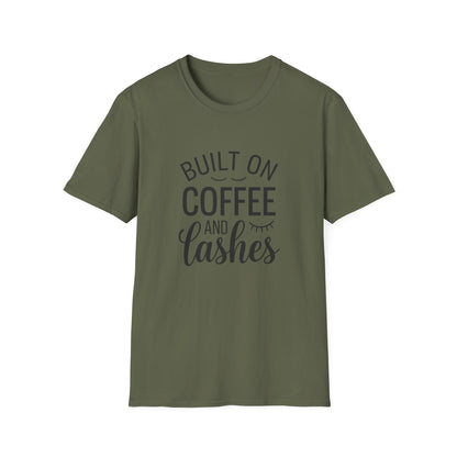 Fabulous 'Built on Coffee & Lashes' Women's T-Shirt - Chic Beauty & Caffeine Lover Tee Gift
