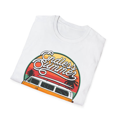 Iconic Endless Summer VW Bus T-Shirt | Vintage Surf Van & Sunset Palm Trees Tee | Perfect Beach Trip Gift