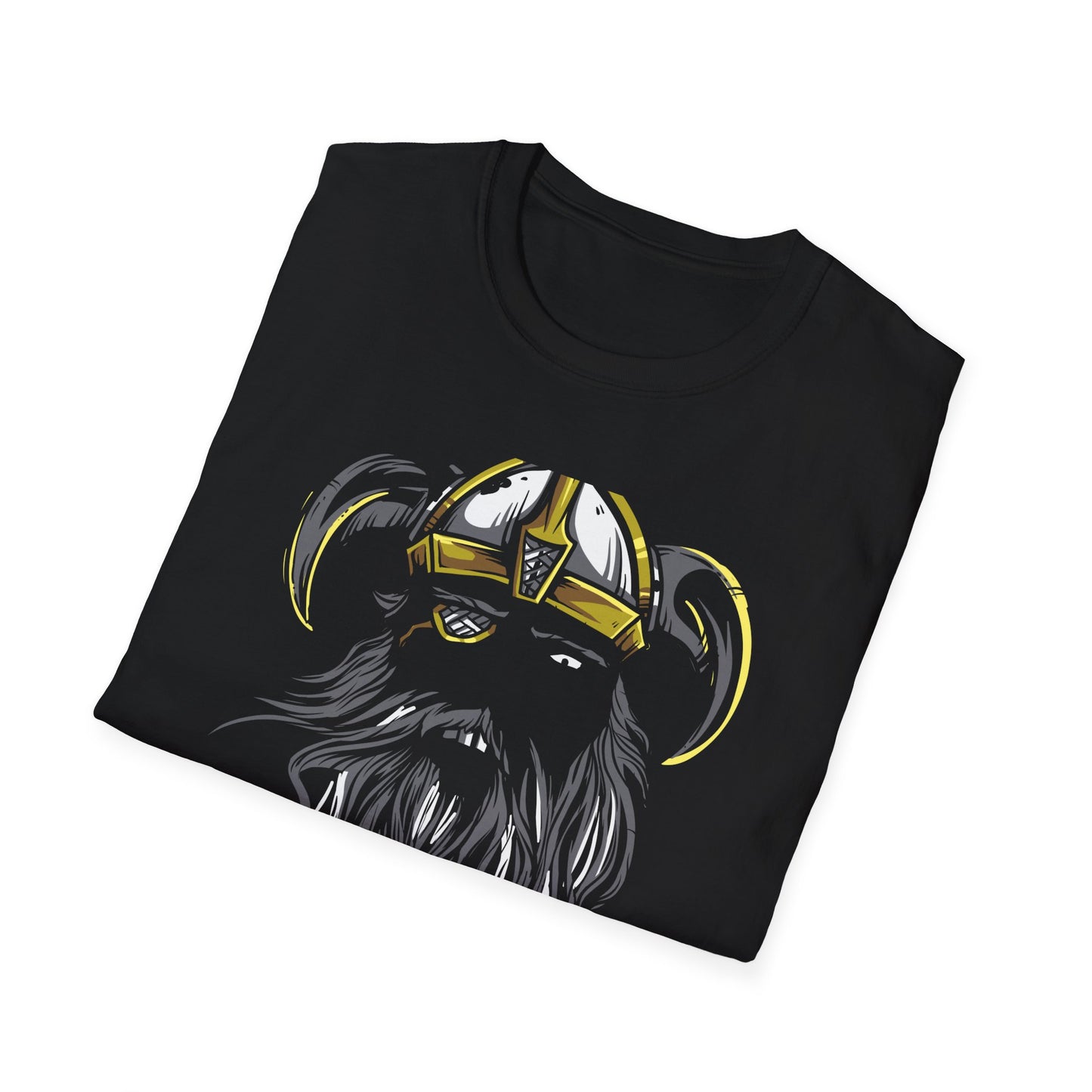 Majestic Viking T-Shirt: Legendary Norse Warrior with Golden Horned Helmet & Braided Beard - Epic Men's Tee Gift