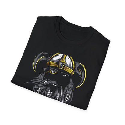 Majestic Viking T-Shirt: Legendary Norse Warrior with Golden Horned Helmet & Braided Beard - Epic Men's Tee Gift