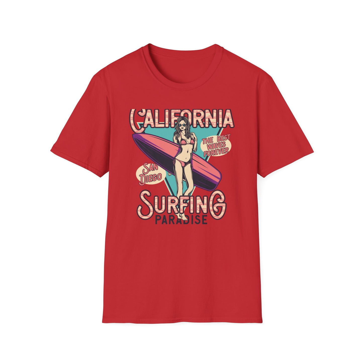 California Surfing Paradise T-Shirt | Retro San Diego Beach Babe Tee - Iconic Summer Waves & Vacation Apparel