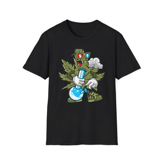 Epic 420 Stoner Leaf T-Shirt - Funny Cartoon Weed Character Bong Tee - Rad Cannabis Culture Gift for Men & Women