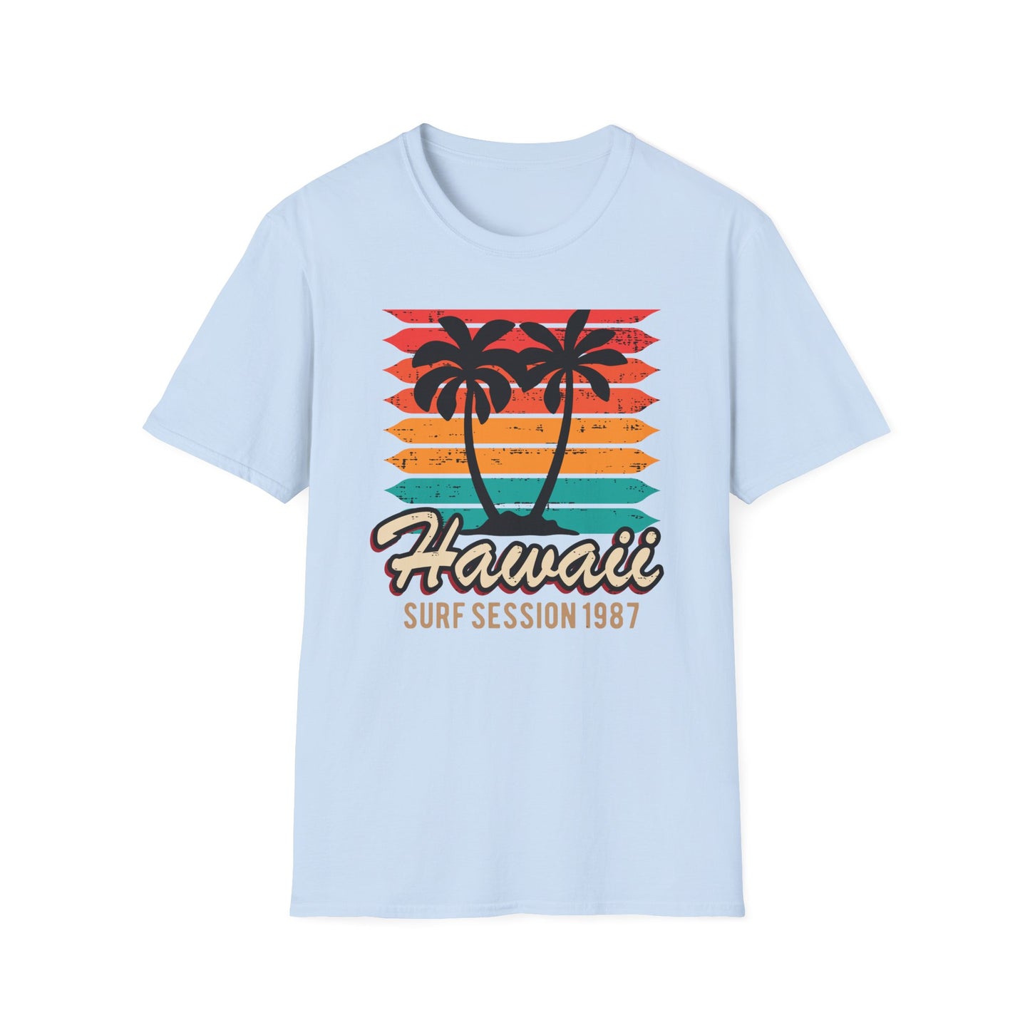 Awesome Vintage Hawaii Surf Session 1987 T-Shirt | Retro Palm Tree Beach Sunset Tee for 80s Style