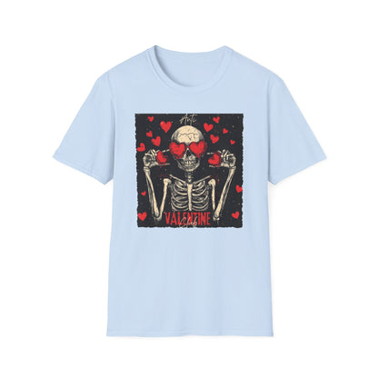 Anti Valentine Club Skeleton T-Shirt - Edgy Skull with Heart Sunglasses & Dripping Hearts | Grunge Anti-Love Tee