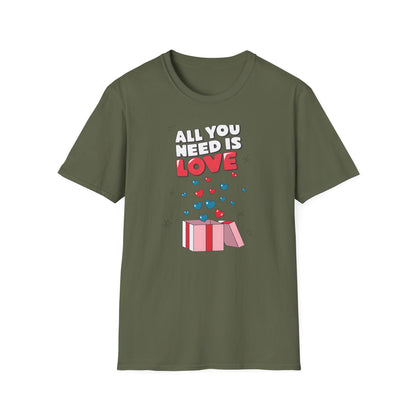 Cute All You Need Is Love T-Shirt | Sweet Heart Gift Box Tee | Romantic Valentine's Day Outfit | Adorable Love Statement Top