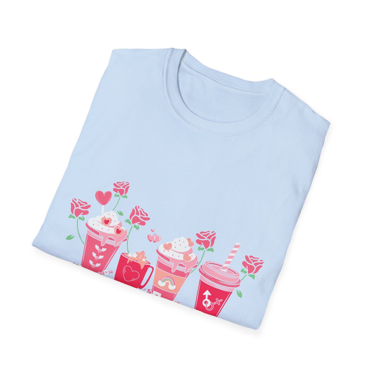 Charming Valentine's Sweet Treats T-Shirt | Adorable Love Drinks & Hearts Tee | Perfect Romantic Gift for Couples & Her