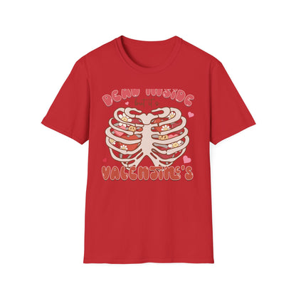 Trendy Dead Inside But Valentine's T-Shirt - Cute Goth Rib Cage Hearts & Daisies Tee | Unique Anti-VDay Humor Gift
