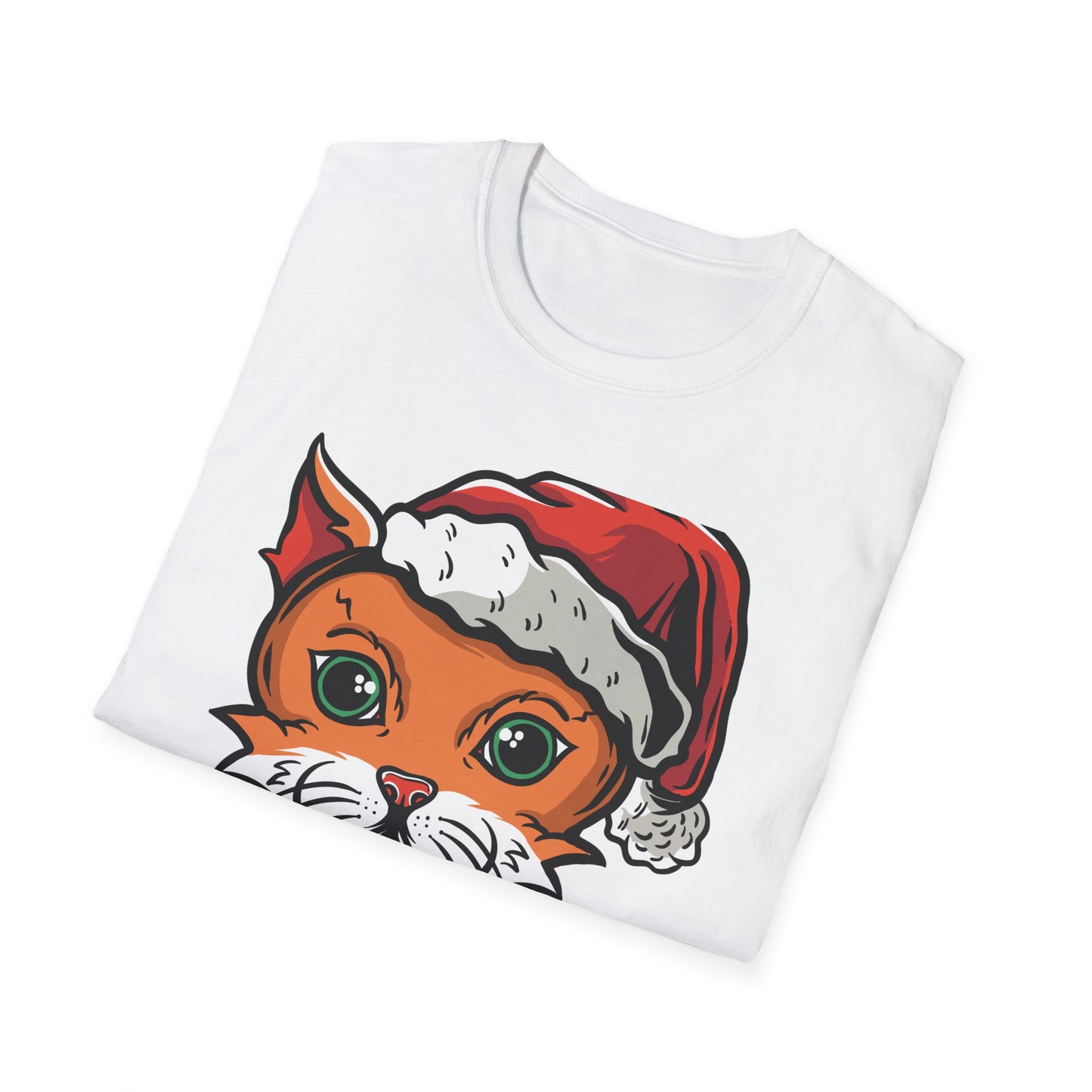 Festive Santa Cat T-Shirt with Candy Canes | Adorable Holiday Feline Tee | Purrfect Christmas Gift for Cat Lovers