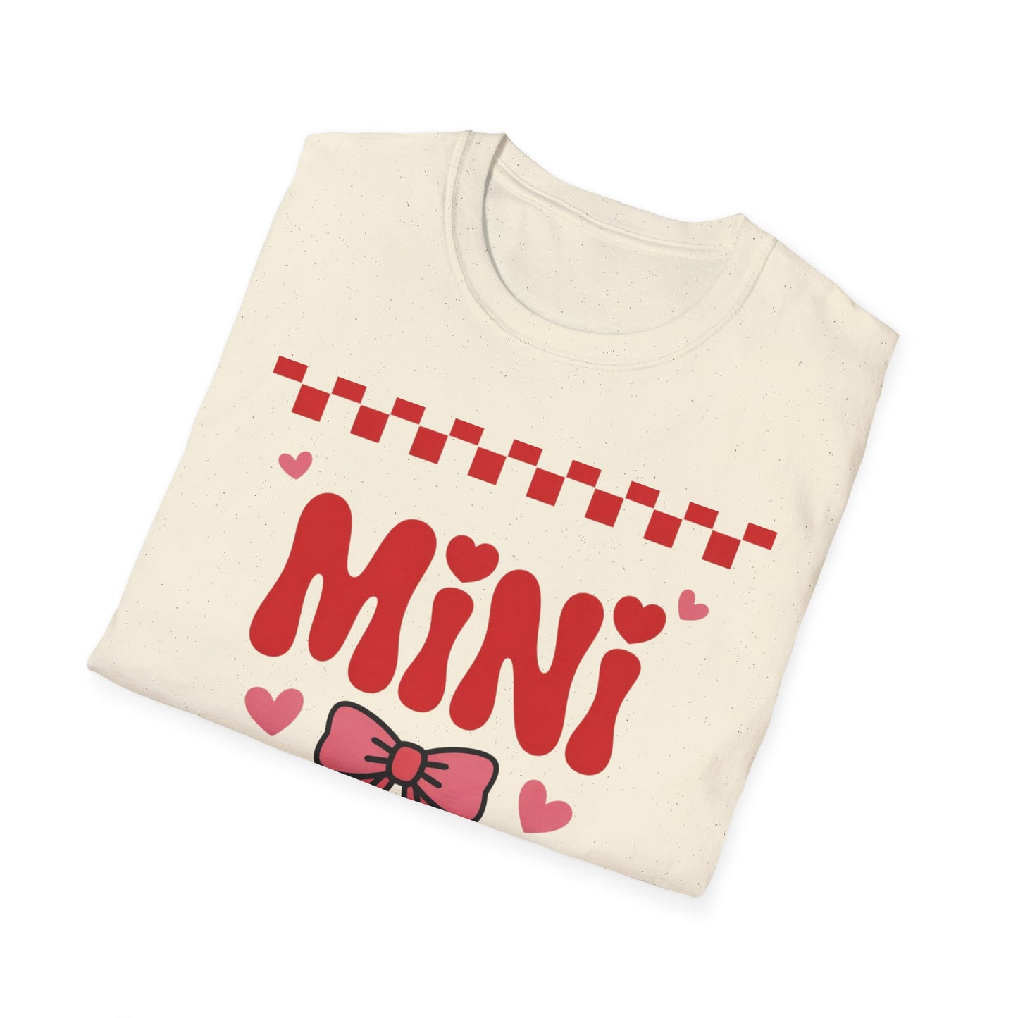 Adorable "MINI" Hearts & Bow T-Shirt | Trendy Checkered Design for Cute Girls & Sweethearts | Perfect Gift Tee