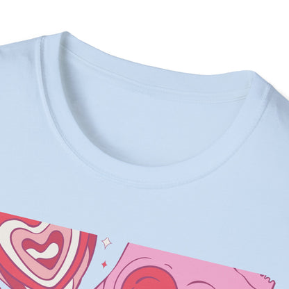 Hey Sugar Retro T-Shirt | Sweet Heart Lollipop & Candy Tee | Valentine's Day Love Gift | Cute Groovy Pink Design for Her