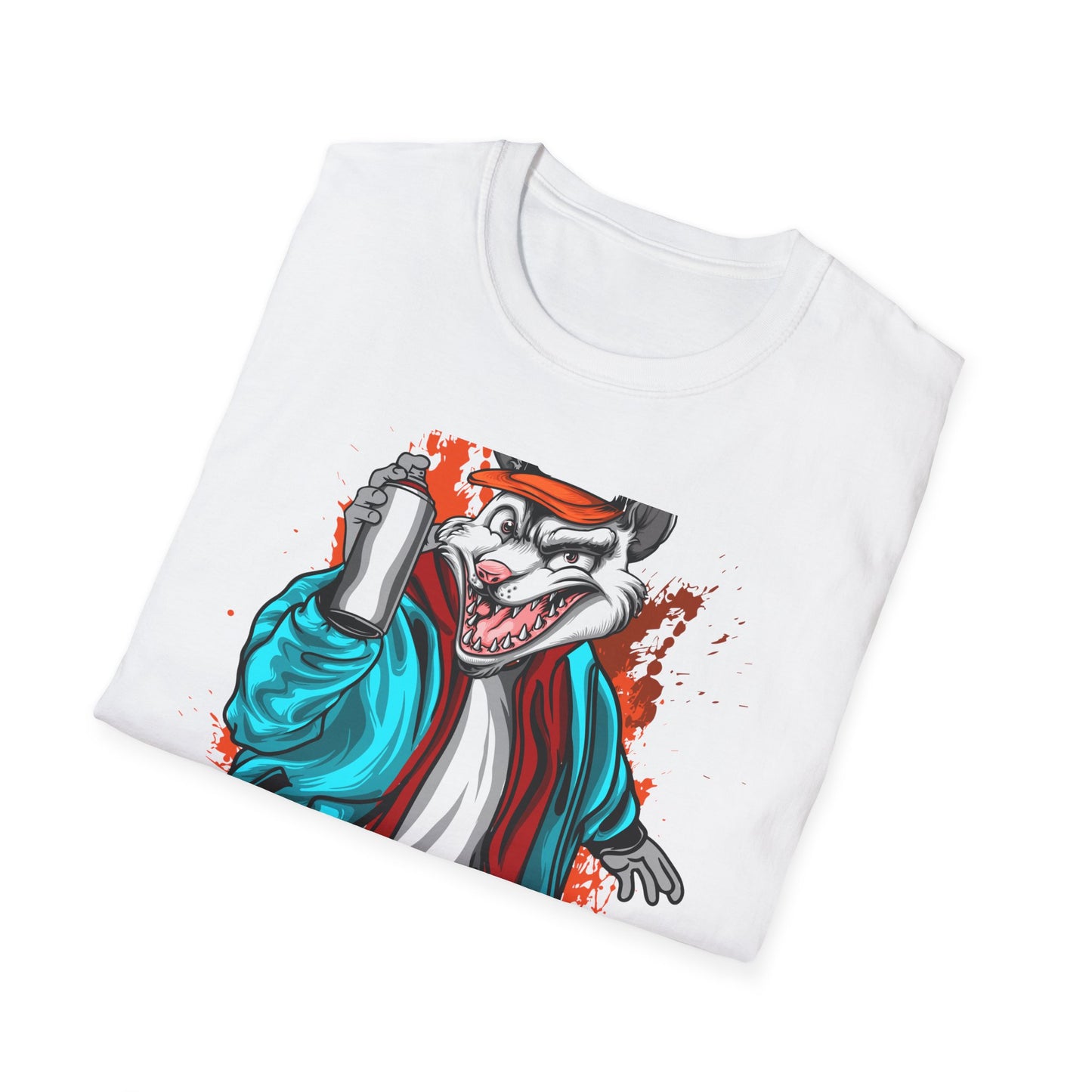 Unleash Your Inner Rebel: Epic Graffiti Rat T-Shirt - Bold Street Art Rodent Design with Spray Can for Urban Style