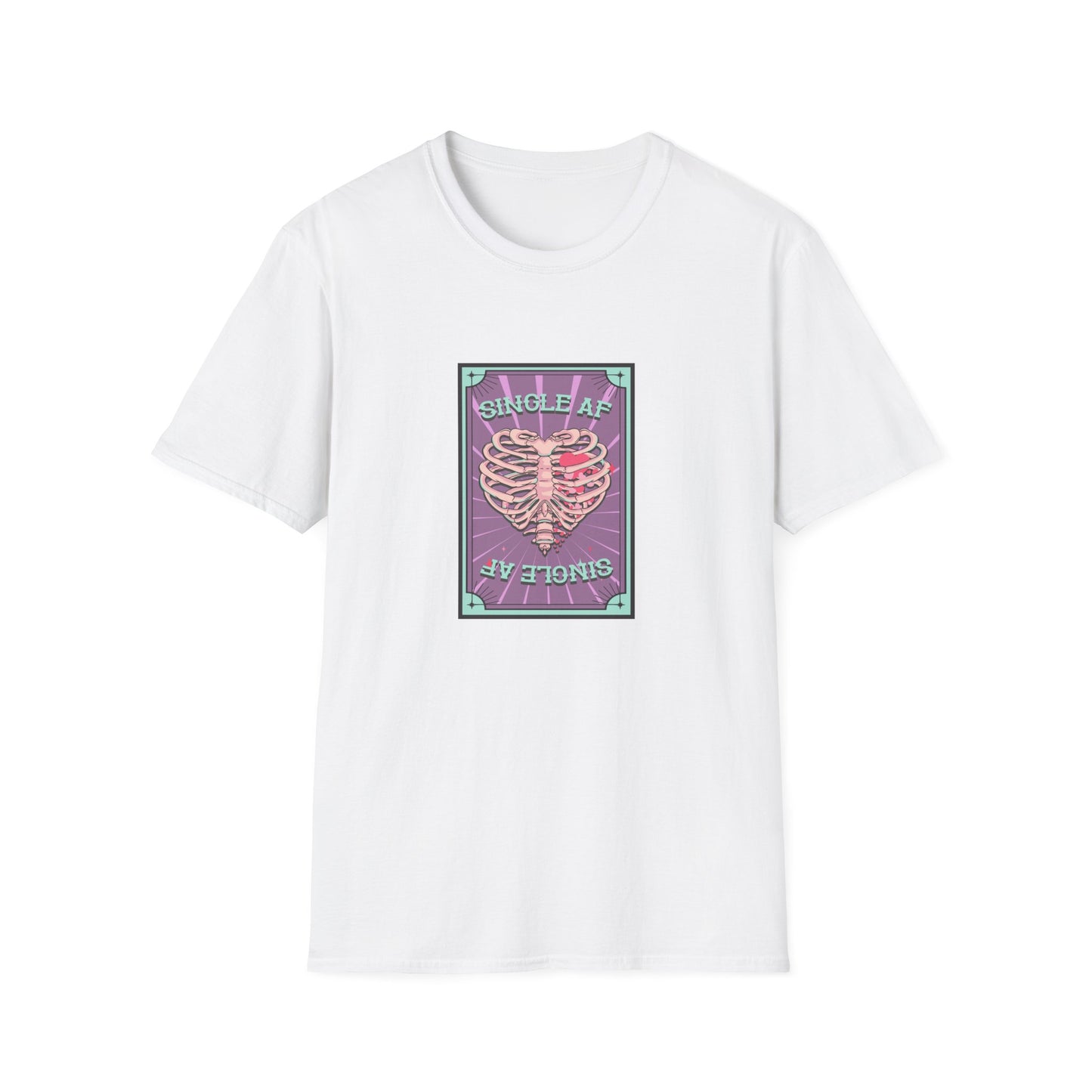 Bold SINGLE AF T-Shirt | Funny Anti-Valentine's Skeleton Heart Tee | Unique Self-Love Statement Graphic Shirt