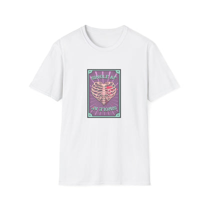 Bold SINGLE AF T-Shirt | Funny Anti-Valentine's Skeleton Heart Tee | Unique Self-Love Statement Graphic Shirt