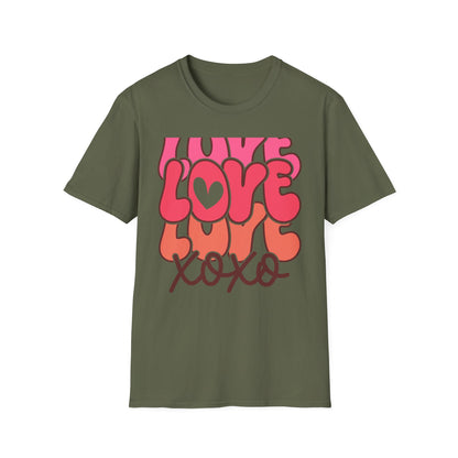 Vibrant Groovy LOVE XOXO T-Shirt | Retro Heart Bubble Letters Tee | Sweet Valentine's Day & Everyday Love Gift