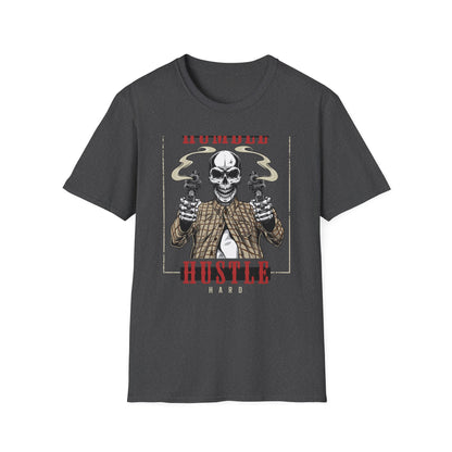 Stay Humble Hustle Hard Skull T-Shirt - Edgy Revolver Streetwear Tee for Men - Bold Urban Motivational Apparel